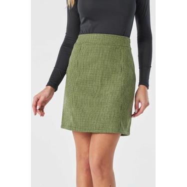 Imagem de Saia Curta PKS Alfaiataria Pied de Poule Verde Lima, P