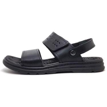 Imagem de Sandália Masculina Pegada 134203 Couro Macio Tira Aderente, 40, Preto