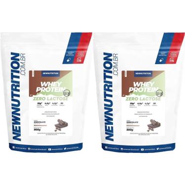 Imagem de Kit 2X Whey Protein Zero Lactose All Natural - 900g Refil Chocolate - NewNutrition-Masc...