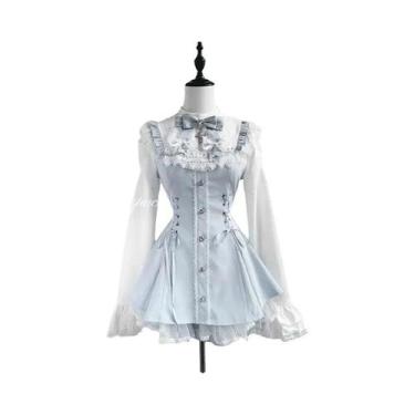 Imagem de Vestido Gótico Lolita Elegante Para Mulheres, Preto Com Detalhes Em Re