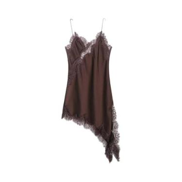 Imagem de Vestido Curto Feminino Sem Mangas, Costas Nuas, Em Cetim Com Renda, As