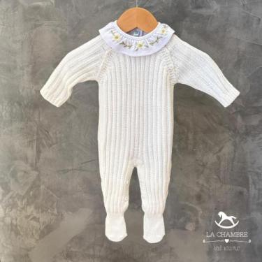 Imagem de Macacão Tricot Off White Trança Reta e Body Gola Flores - LA CHAMBRE, 