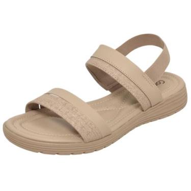 Imagem de Sandália Feminina Rasteira Conforto Elástico Comfortflex, Almond, 36