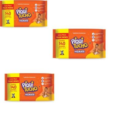 Imagem de Kit C/3 Pacotes de Lenço Umidecido Piquitucho 140 Folhas cada