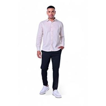 Imagem de Camisa Masculina Linho Misto Manga Longa - Rabbitohs, Bege, GG