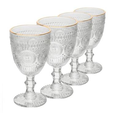 Imagem de Conjunto de Taças de Vidro Transparente Mandala Fio de Ouro 320ml  - W