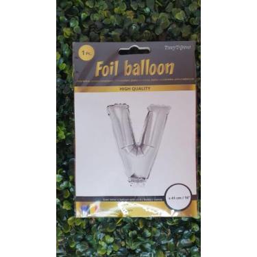 Imagem de Balão Metalizado Letra V - lully festas , Cinza