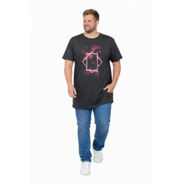 Imagem de Camiseta Masculina Plus Size Long Fit Estampada  Combed Cotton - Six O