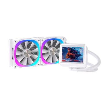 Imagem de Water Cooler Gamer Round5 Notus 240 ARGB Com Display Branco