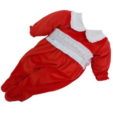 Imagem de Macacão Longo Plush Luxo Bebê Menina Inverno Lessa Kids 7972, Vermelho