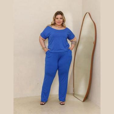 Imagem de Macacão Feminino Longo Manga Curta Verão Plus Size - Rosana Farcait, R