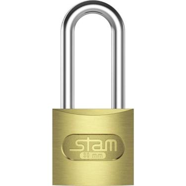 Imagem de Cadeado Convencional Zamac Latonado 30mm Haste Média com Revestimento E_COAT Dourado