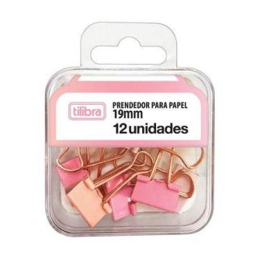 Imagem de Prendedor de papel 19mm rosa pastel com 12 unidades 315788 - Tilibra