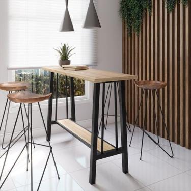 Imagem de Bancada Quartzo Estilo Industrial Estilo Moderno Preto/Amadeirado - La