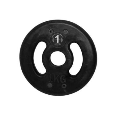 Imagem de Anilha Ferro Fundido Injetada Alça Lateral 1kg Preta Anilhas Fitness
