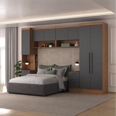 Imagem de Quarto Completo Viena 7 Portas 6 Gavetas 5 Peças Espresso Móveis Cinza