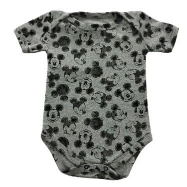 Imagem de Body Manga Curta Infantil Basic + Algodão e Poliéster Cinza Mickey
