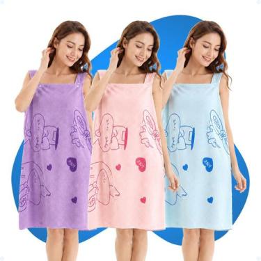 Imagem de Toalha Vestido Roupão De Banho Secagem Rápida Estilo Roupão - Hxt, Ros