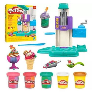 Imagem de Massinha sorveteria colorida brinquedo com acessórios play doh infanti