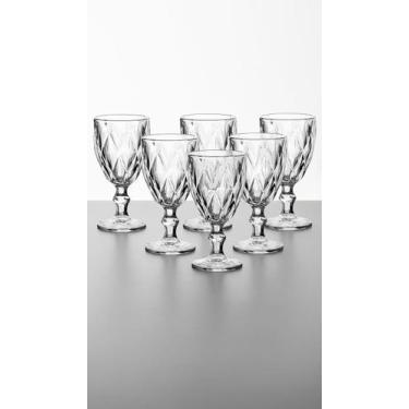 Imagem de Jogo 6 Taças de Vidro Diamante 340ml Elegantes - Congratulations Store