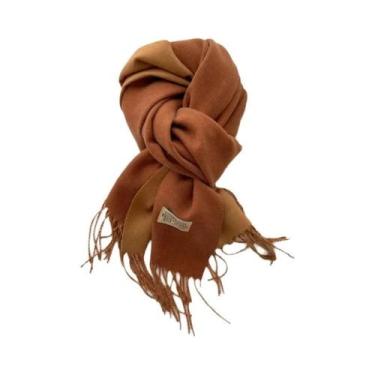 Imagem de Cachecol De Cashmere Dupla Face Quente Com Franjas Em Diferentes Cores