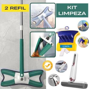 Imagem de MOP Limpeza Esfregão + Limpador de Vidros + Mini Mop  Limpeza Rápida, 