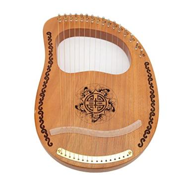 Imagem de Harpa de lira, harpa de lira portátil de 16 cordas confortável para segurar instrumentos de corda de madeira de mogno com bolsa de transporte, chave de afinação, design côncavo especial para iniciantes e amantes de instrumentos