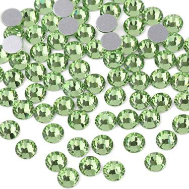 Imagem de Beadsland 1440pcs Strass de cristal plano traseiro joias redondas para arte de unhas e correção de cola artesanal, verde claro (SS8 (2,3-2,5 mm))
