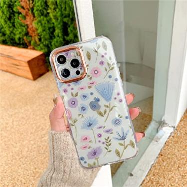 Imagem de Capa de telefone de folhas de flores de pintura a óleo para iphone 13 12 11 pro xs max xr x 7 8 plus se 2020 aquarela floral transparente capa traseira, c, para iphone7 plus i8plus