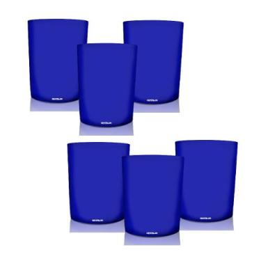 Imagem de Kit 8 Copos Big Drink 320ml Azul - Polipropileno Texturizado - Krystal