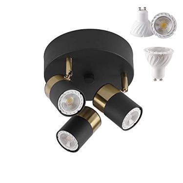 Imagem de EFINEHOME Luminária de teto redonda - luminária de parede de trilho de montagem embutida direcional para corredores, cozinha, quarto, escritório, lâmpadas Gu10 incluídas (estilo de 3 luzes B)