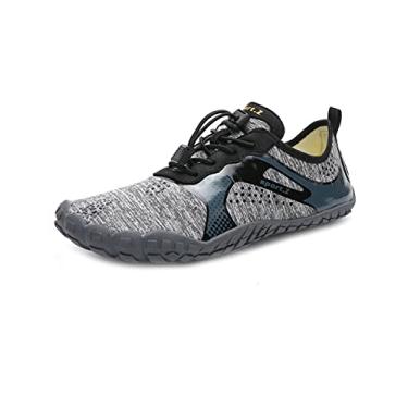 Imagem de Bestgift Sapatos respiráveis de tamanho grande, sapatos de cinco dedos, sapatos de praia de verão para homens e mulheres, secagem rápida cinza claro 34.5