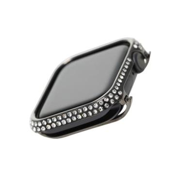 Imagem de ZiEuooo Capa protetora de luxo fashion compatível com Apple Watch Series 7 6 5 4 3 2 1 SE para Iwatch 38 40 41 42 44 45 mm (40 mm, preto)