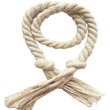 Imagem de 2 peças Cortina de Cortina de Algodão Cor Pura Design Simples Corda Gravata Sala de Estar Sala do Chão ao Teto Suprimentos de Janela Decoração de Casa, Bege