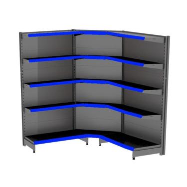 Imagem de Gondola Parede 196 Amapa Flex 60 Kit 2m 1 Canto Preto Fx Azu