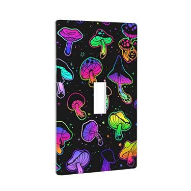 Imagem de Tampa de placa de interruptor de luz única cogumelos psicodélicos brilhantes decoração de parede capas de tomada para quartos loja