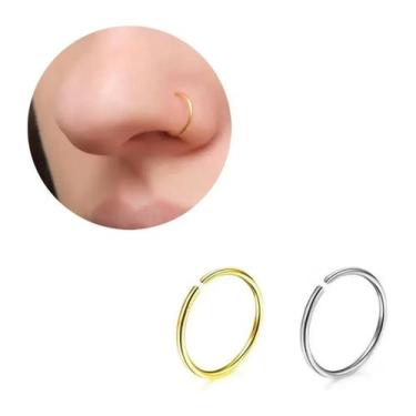 Imagem de Kit Dois Piercings Falsos Nariz Ou Orelha Cor Ouro/Prata - Giog Joias