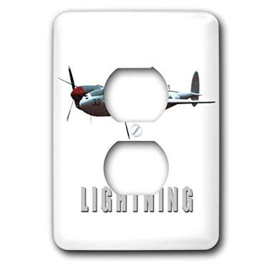 Imagem de 3dRose Tampa de tomada de dois plugues lsp_31870_6 com aeronave Lightning