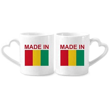 Imagem de Feito na Guiné Country Love Conjunto de canecas de porcelana para casais, copo de cerâmica com alça de coração