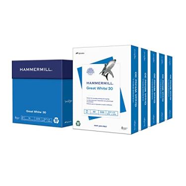 Imagem de Hammermill Papel de impressora, 30% de papel reciclado, 21 x 28 – 5 resmas (2.500 folhas) – 92 brilhantes, feito nos EUA