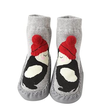 Imagem de Pantufas infantis para meninos e meninas sapatos fofos para outono e inverno meias de chão para meninos e meninas (F, 18 a 24 meses)