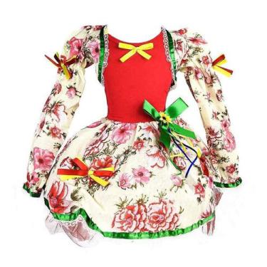 Imagem de Vestido De Festa Junina Infantil Estampado Com Laço E Bolero - Fantasi