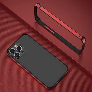 Imagem de Para iPhone 12 Pro Case Armação de Metal Ultra Fino Alumínio TPU Bumper Protect Cover para iPhone 12 13 Mini 13 Pro Max Cases, vermelho, Para iPhone 13 Mini