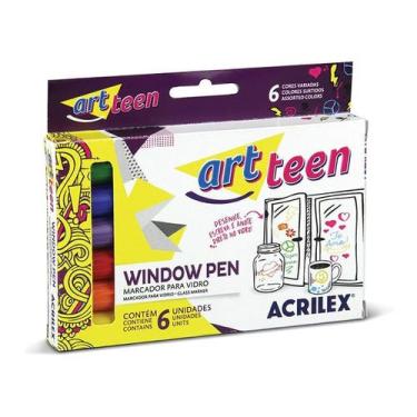 Imagem de Marcador Para Vidro Window Pen Art Teen Com 6 Unidades Acrilex