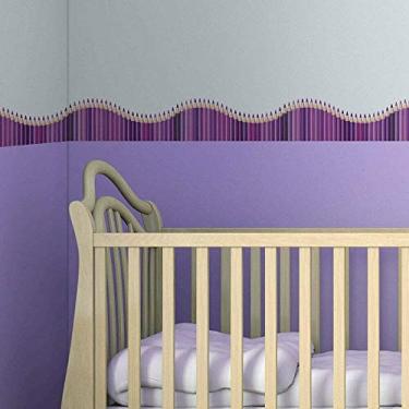 Imagem de Faixa Decorativa Adesiva Lapis de Cor Lilás e Roxo 10m x10cm