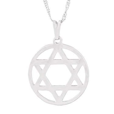 Imagem de Colar Estrela de David com aro 22mm - Sunshine Cristais Cor:Prata