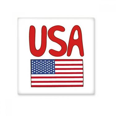 Imagem de Bandeira nacional americana padrão vermelho azulejo de cerâmica brilhante decalque pedra adornada tijolo vitrificado