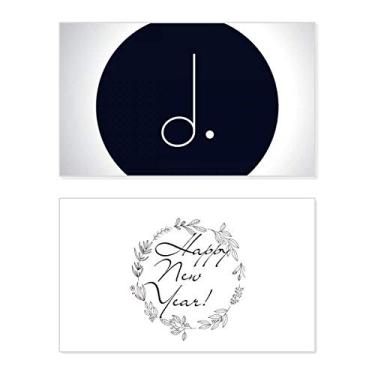 Imagem de Cartão de felicitações White Music pontilhado Mim Black New Year Festival Bless Message Present