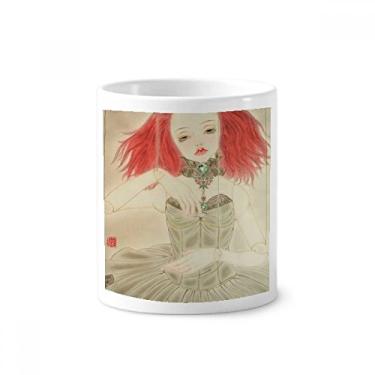 Imagem de Boneca Fantoche estilo chinês com suporte de caneta e escova de dentes de aquarela e suporte de cerâmica