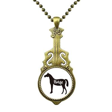 Imagem de DIYthinker Colar de cavalo preto e branco com pingente de música de guitarra antiga